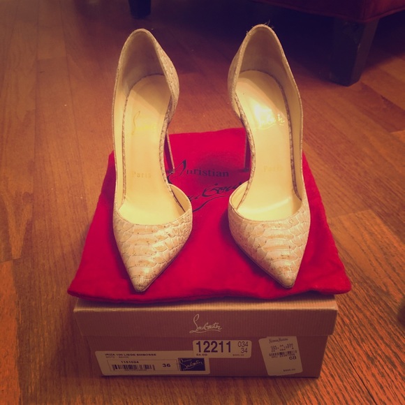 Christian Louboutin Shoes - Authentic Iriza 100 Liege Embosse Tan color